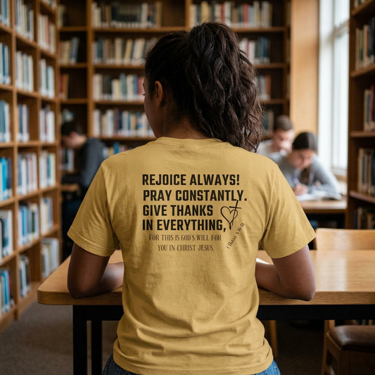 1 Thessalonians 5:16-18 T Shirt | Rejoice Pray Give Thanks | Christian Bible Verse Shirt | Faith Based Tee |Inspirational Scripture Gift