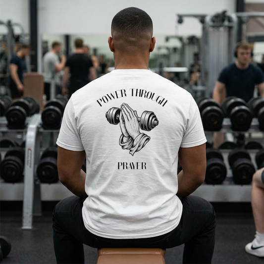 Power Through Prayer Shirt, Christian Motivational T-Shirt, Faith Based Apparel, Religious Inspirational Tee, Gildan 5000 Christian Gift