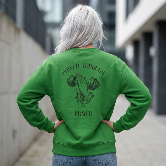 Power Through Prayer Christian Sweatshirt | Faith Gym Crewneck | Unisex Pullover