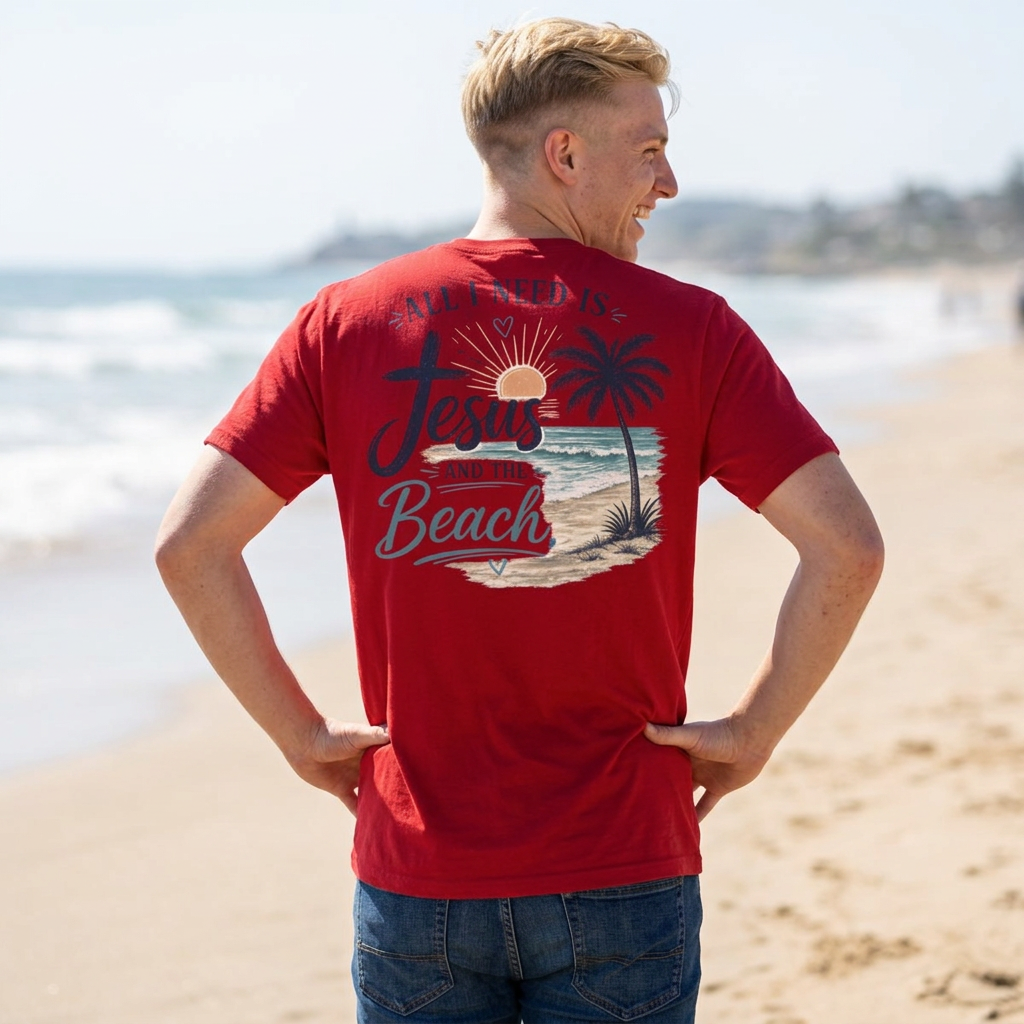 Jesus and the Beach T-Shirt — All I Need Is Jesus and the Beach Graphic Tee