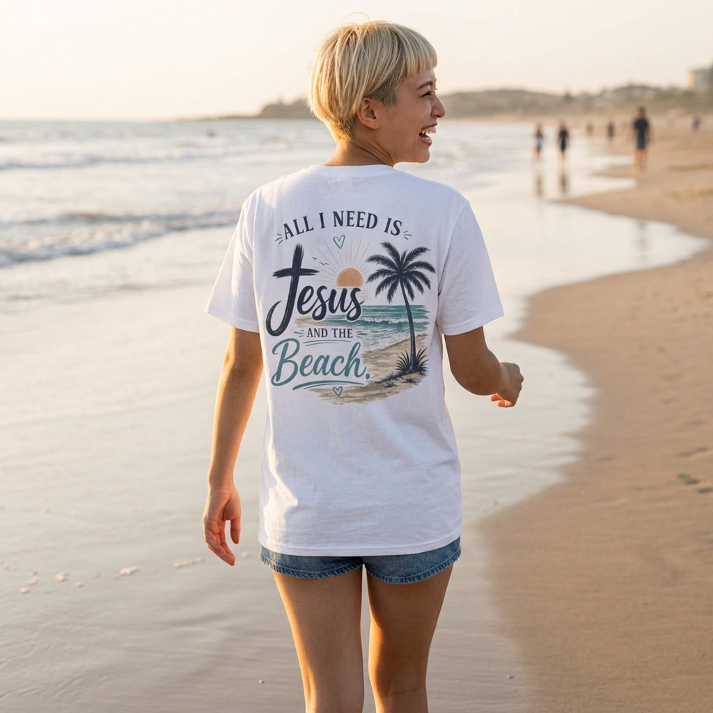 Jesus and the Beach T-Shirt — All I Need Is Jesus and the Beach Graphic Tee