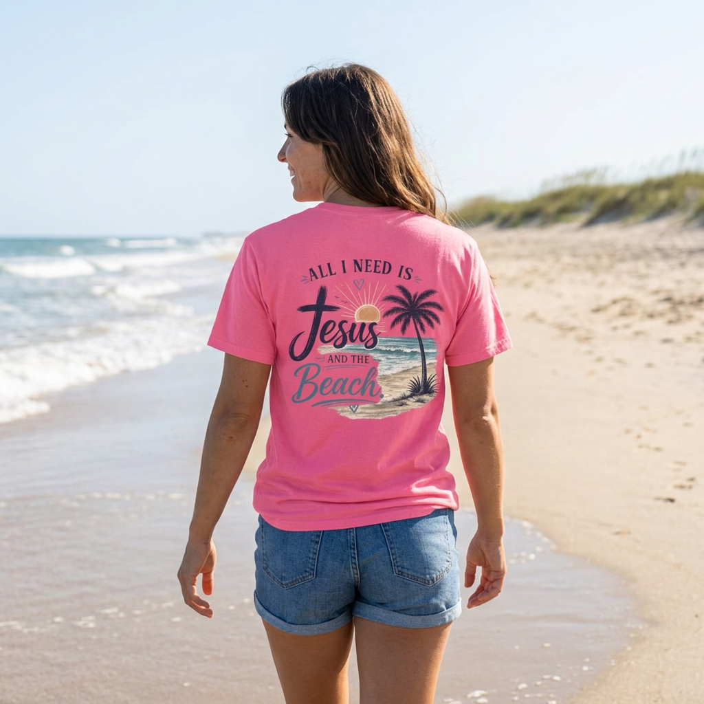 Jesus and the Beach T-Shirt — All I Need Is Jesus and the Beach Graphic Tee