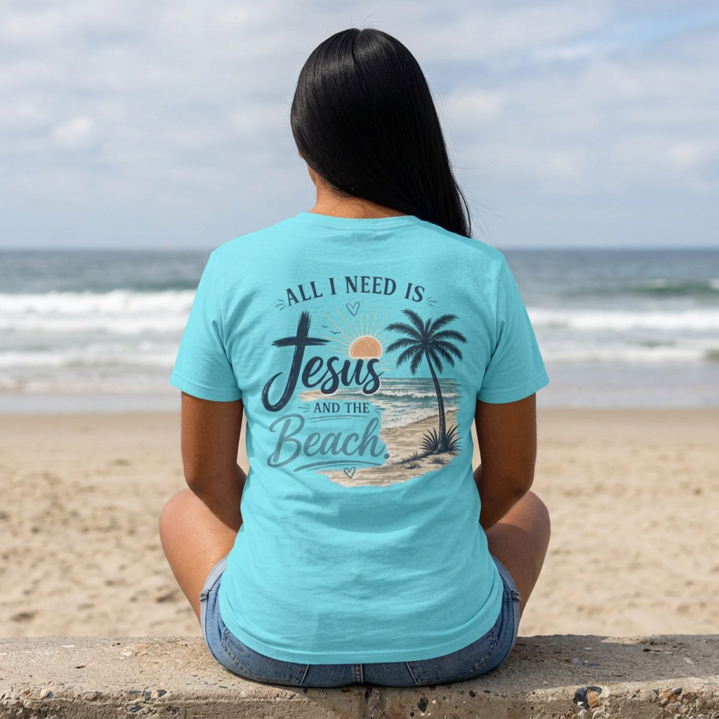 Jesus and the Beach T-Shirt — All I Need Is Jesus and the Beach Graphic Tee