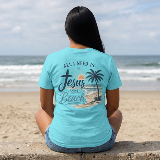 Jesus and the Beach T-Shirt — All I Need Is Jesus and the Beach Graphic Tee