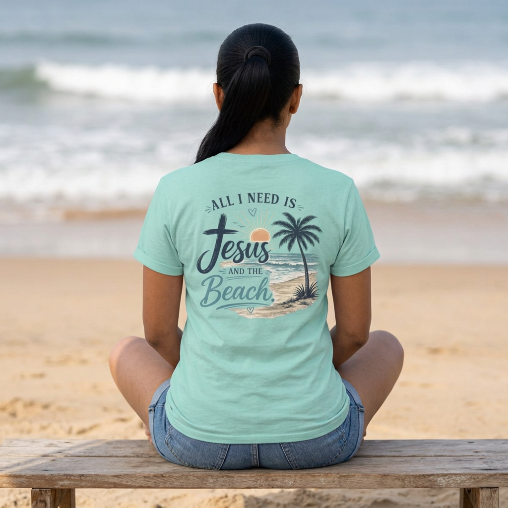 Jesus and the Beach T-Shirt — All I Need Is Jesus and the Beach Graphic Tee