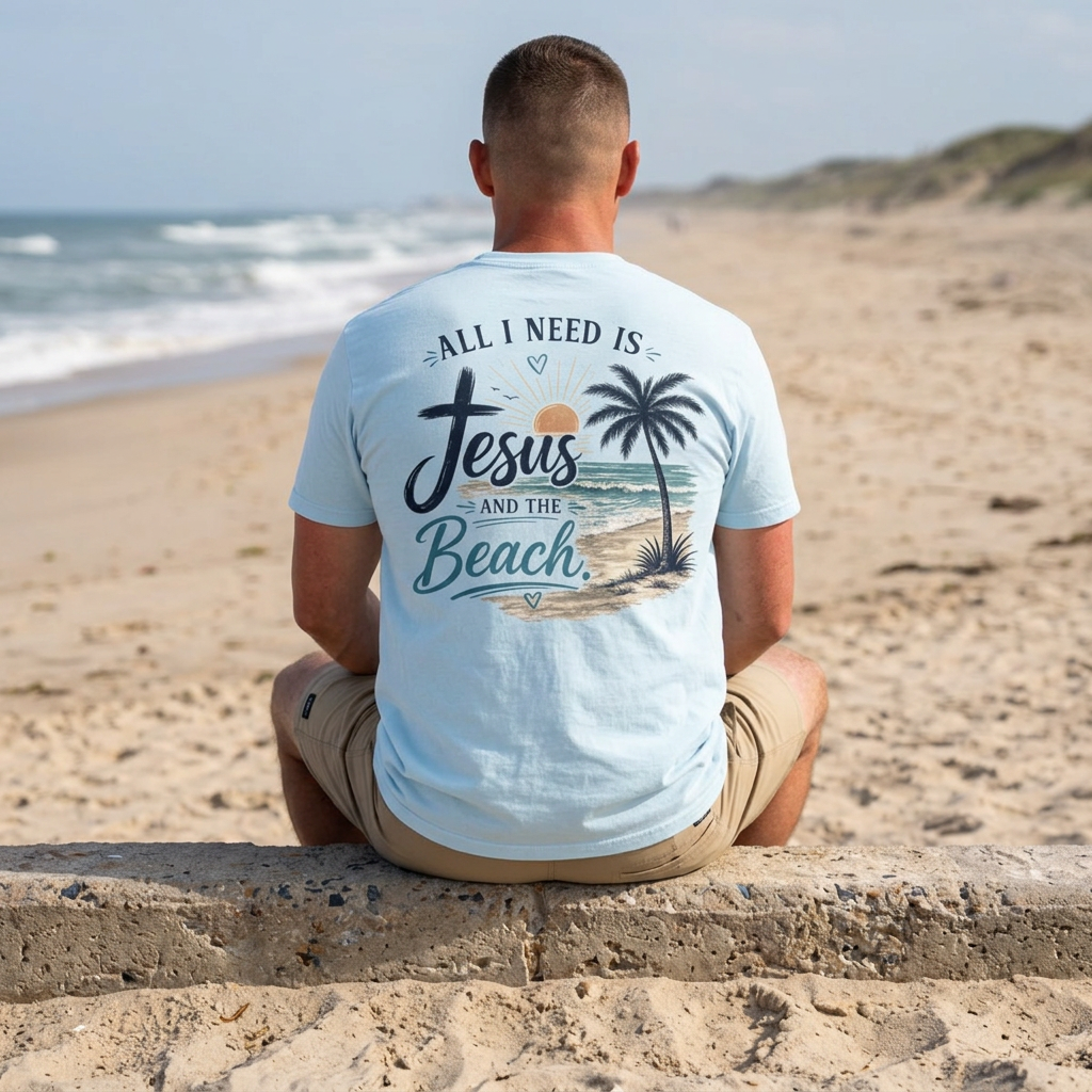 Jesus and the Beach T-Shirt — All I Need Is Jesus and the Beach Graphic Tee