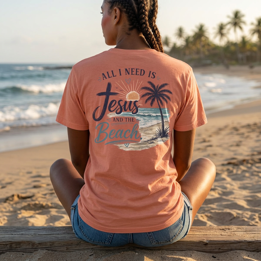 Jesus and the Beach T-Shirt — All I Need Is Jesus and the Beach Graphic Tee