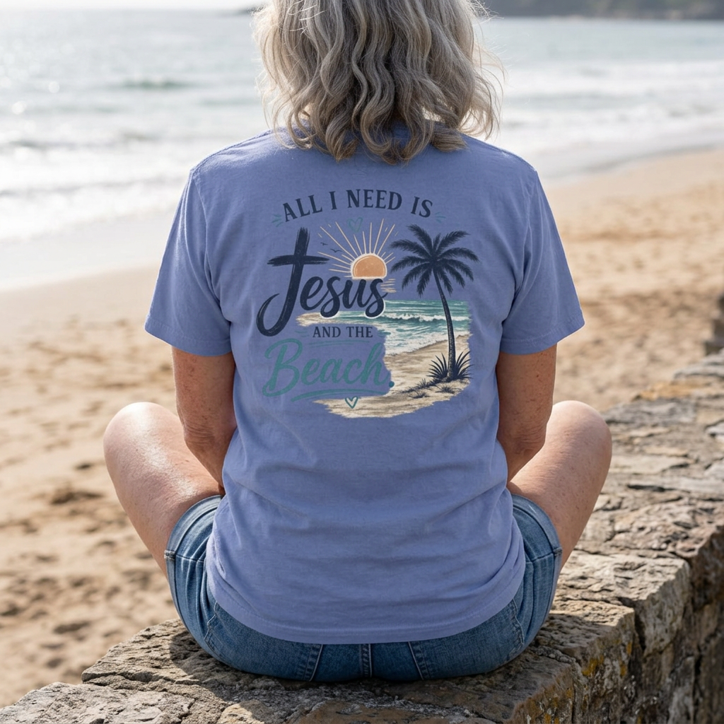 Jesus and the Beach T-Shirt — All I Need Is Jesus and the Beach Graphic Tee