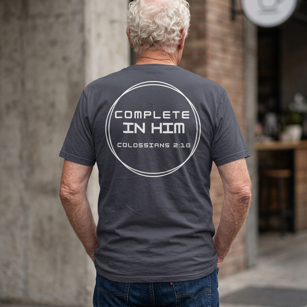 Complete in Him Christian T-Shirt | Colossians 2:10 Bible Verse Faith Tee