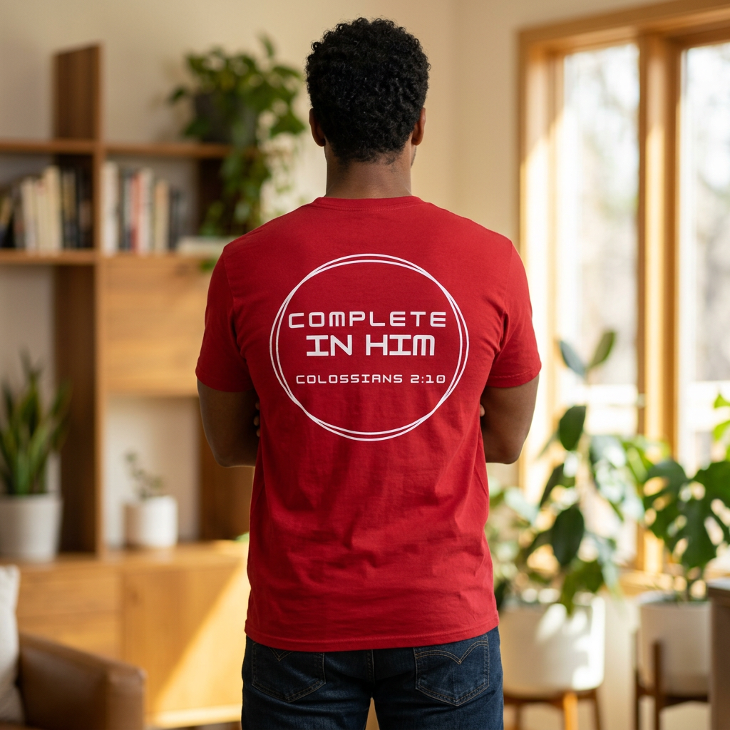 Complete in Him Christian T-Shirt | Colossians 2:10 Bible Verse Faith Tee