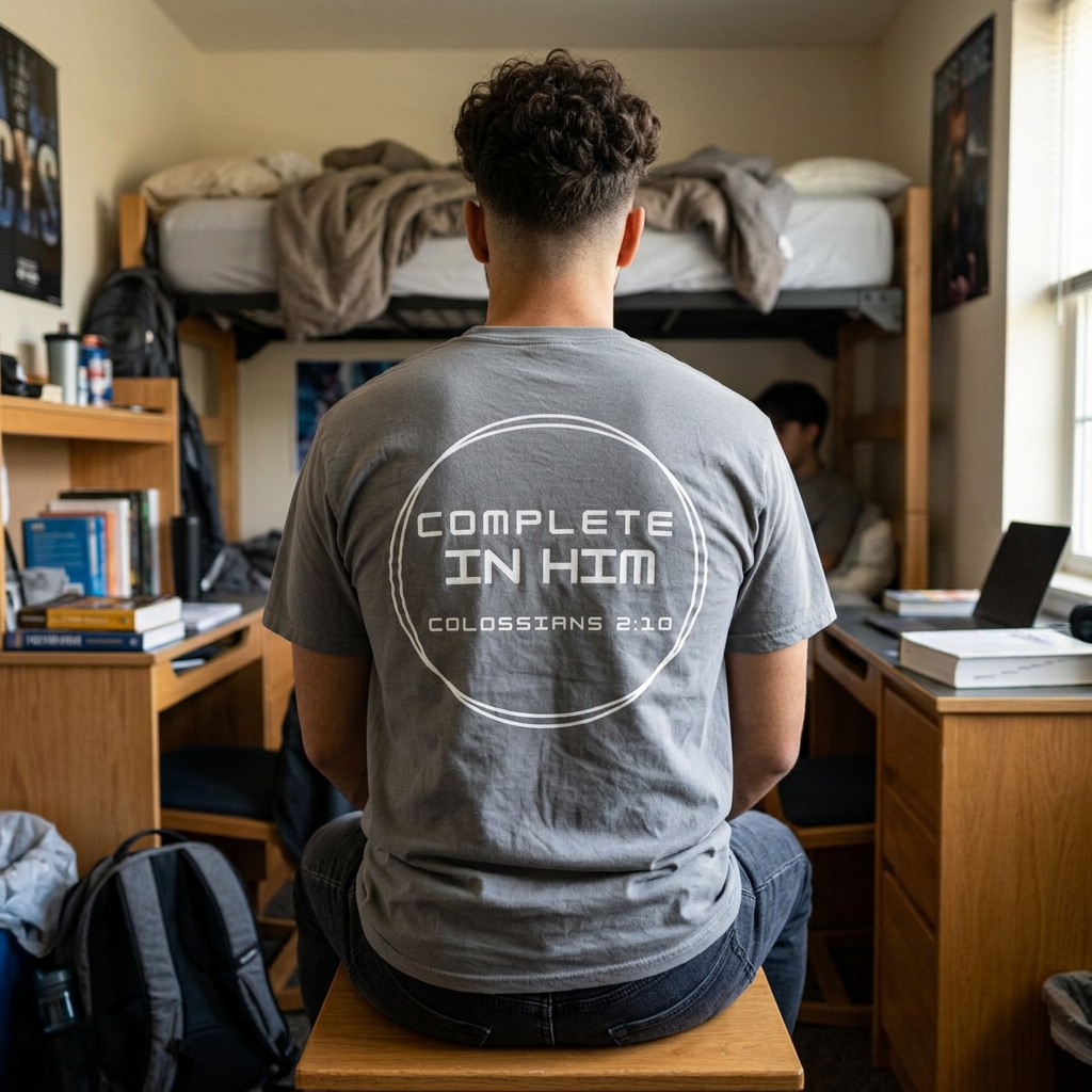 Complete in Him Christian T-Shirt | Colossians 2:10 Bible Verse Faith Tee