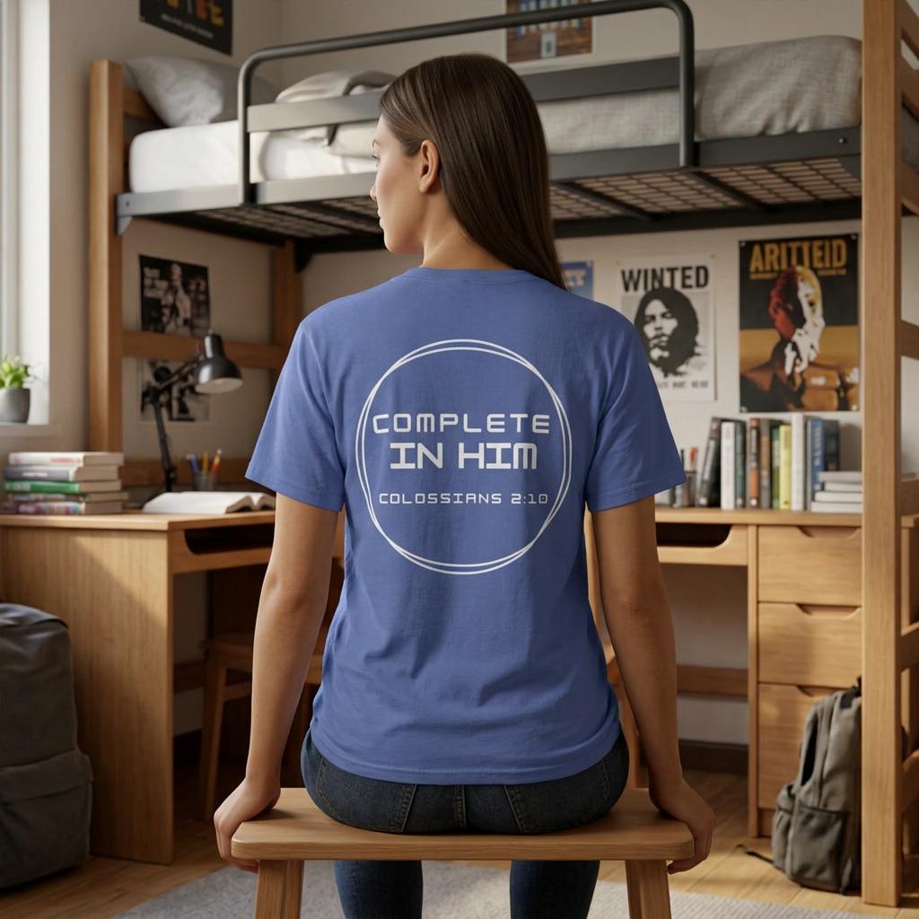 Complete in Him Christian T-Shirt | Colossians 2:10 Bible Verse Faith Tee