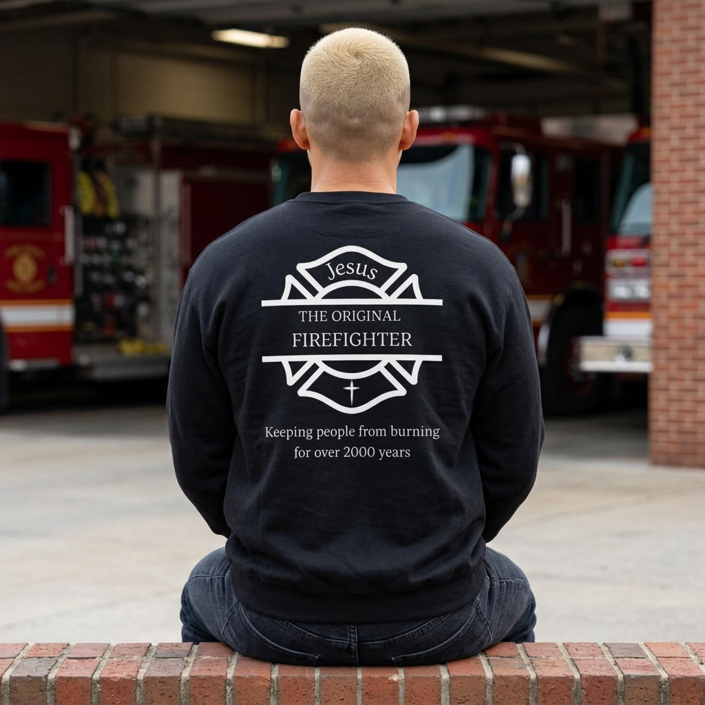 Jesus The Original Firefighter Christian Crewneck Sweatshirt