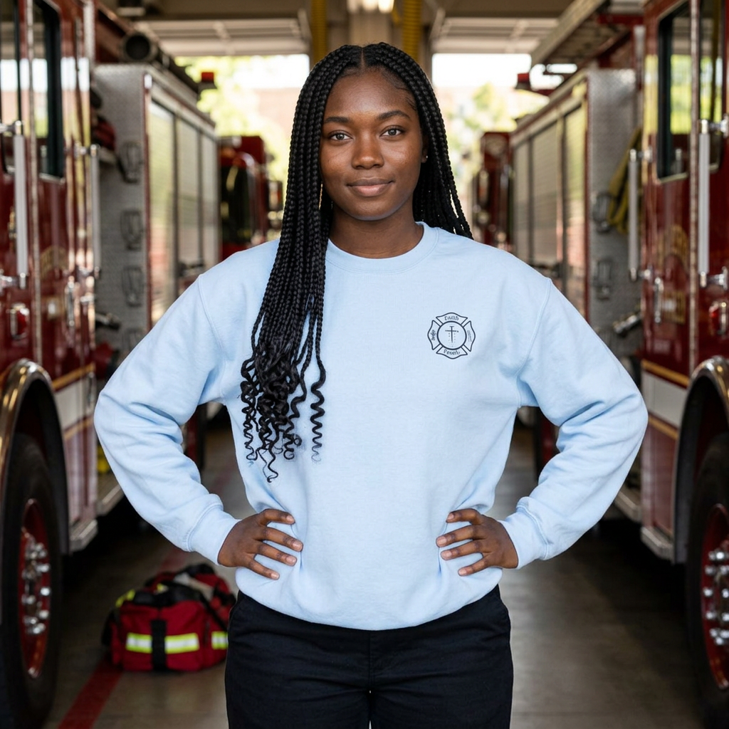 Jesus The Original Firefighter Christian Crewneck Sweatshirt