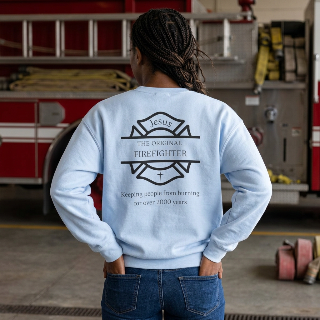 Jesus The Original Firefighter Christian Crewneck Sweatshirt