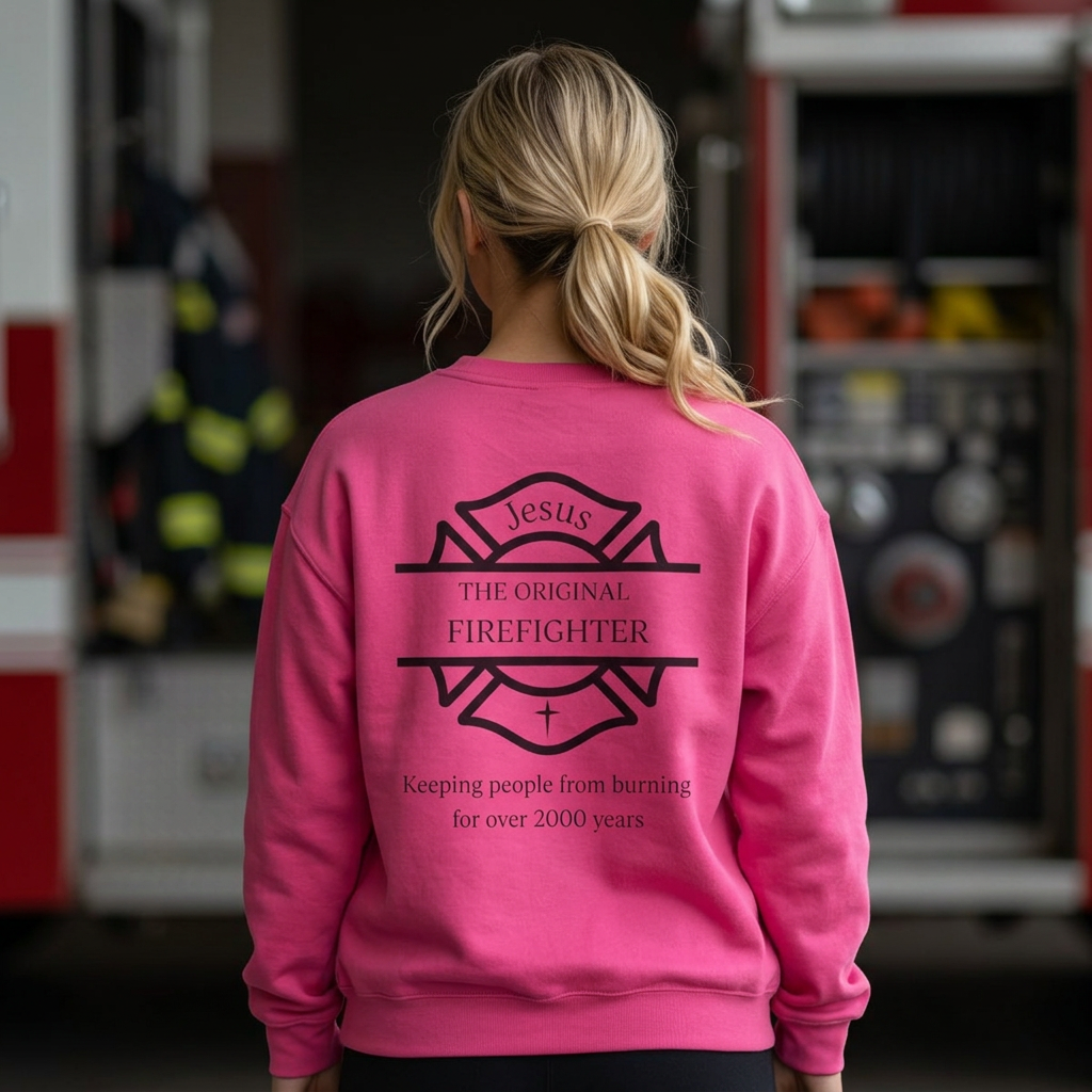 Jesus The Original Firefighter Christian Crewneck Sweatshirt