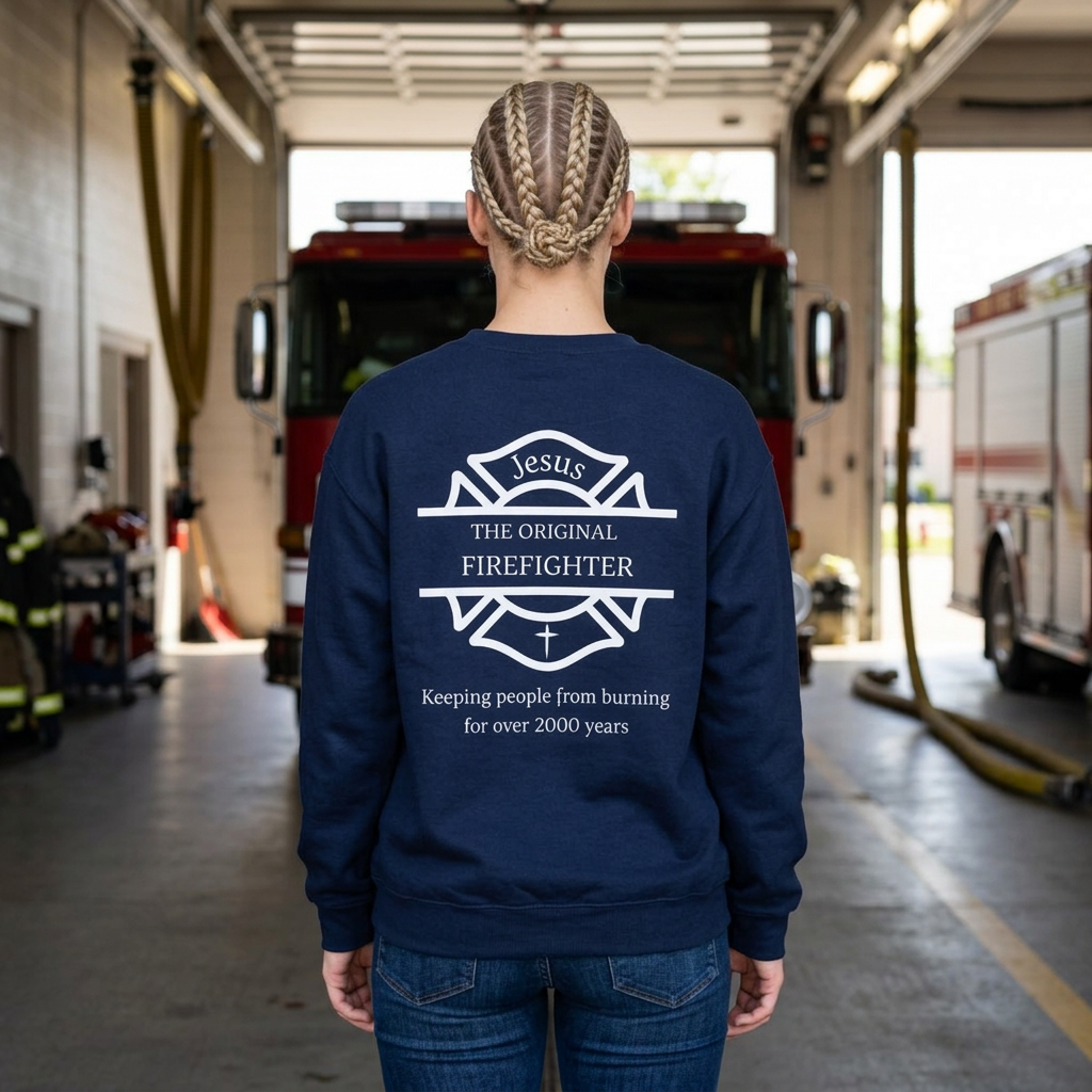Jesus The Original Firefighter Christian Crewneck Sweatshirt