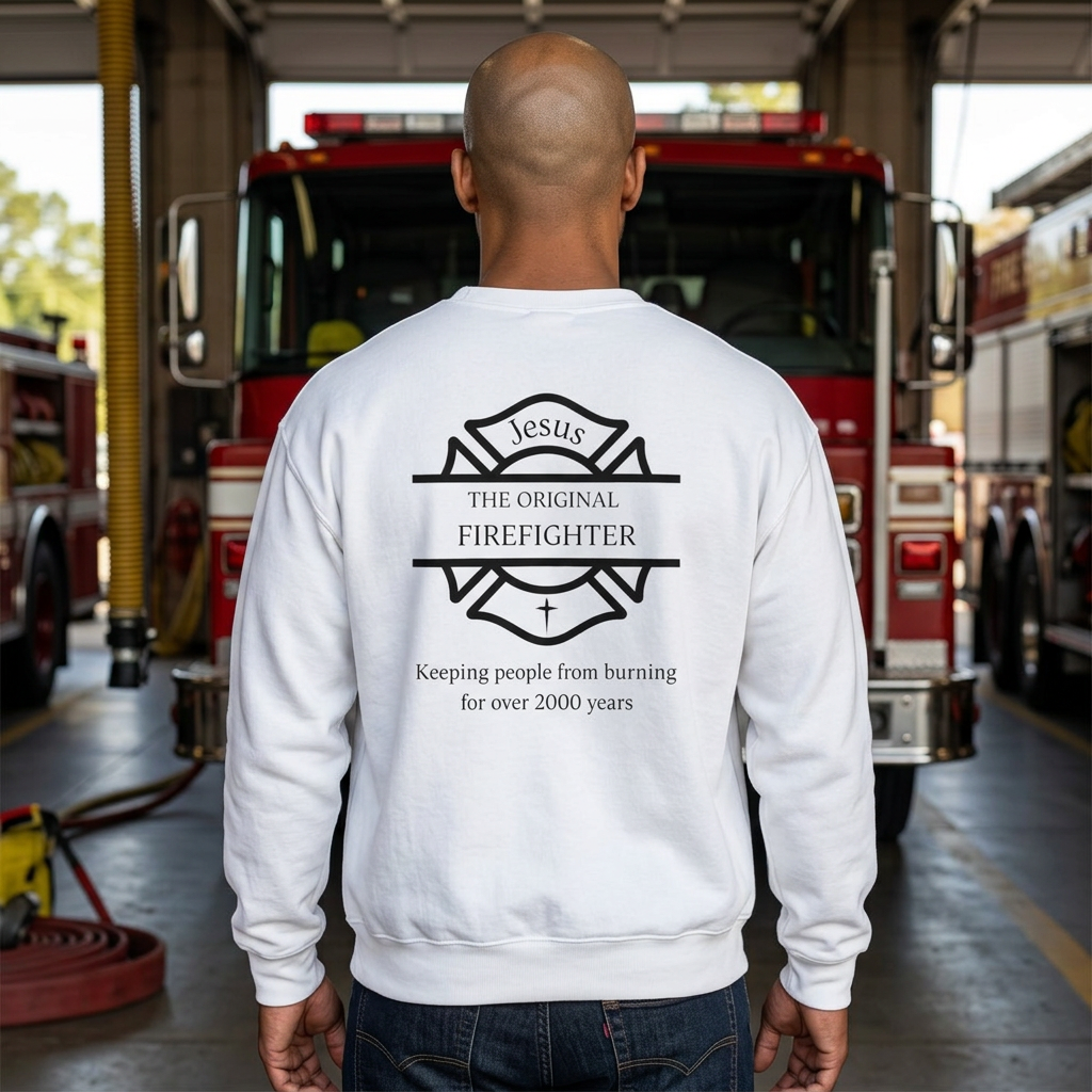Jesus The Original Firefighter Christian Crewneck Sweatshirt