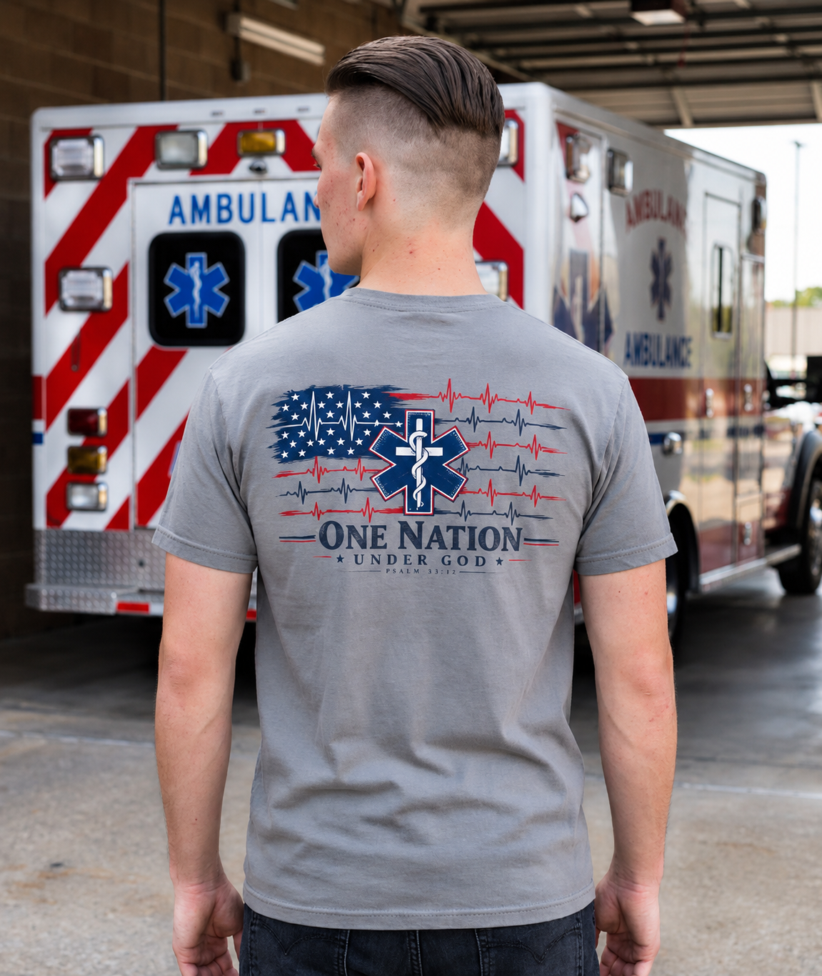 One Nation Under God Christian EMS Shirt, Psalm 33:12
