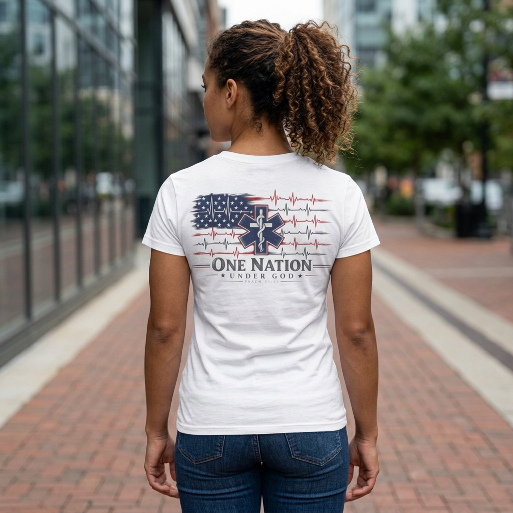 One Nation Under God Christian EMS Shirt, Psalm 33:12