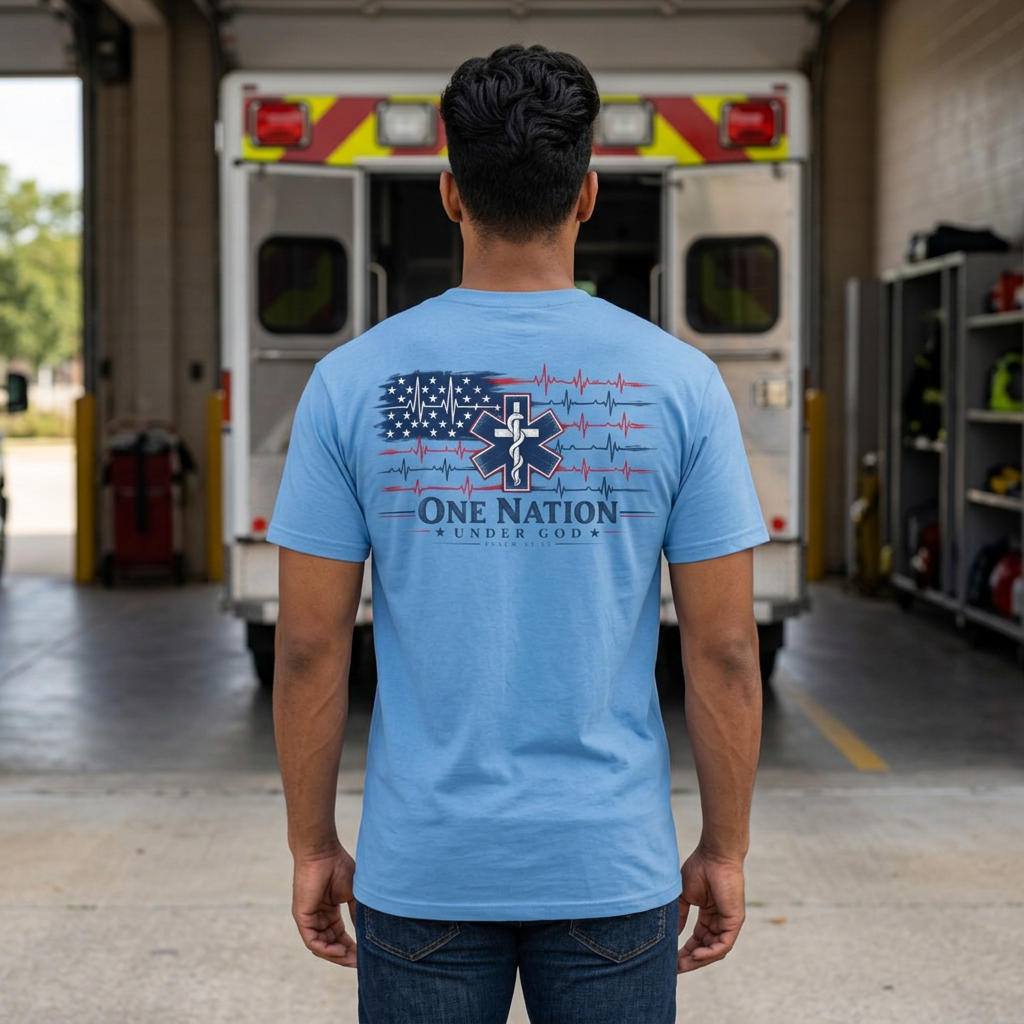 One Nation Under God Christian EMS Shirt, Psalm 33:12