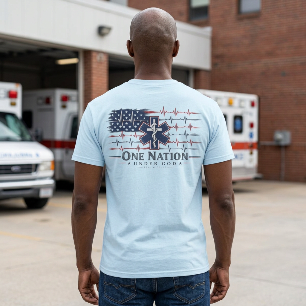 One Nation Under God Christian EMS Shirt, Psalm 33:12