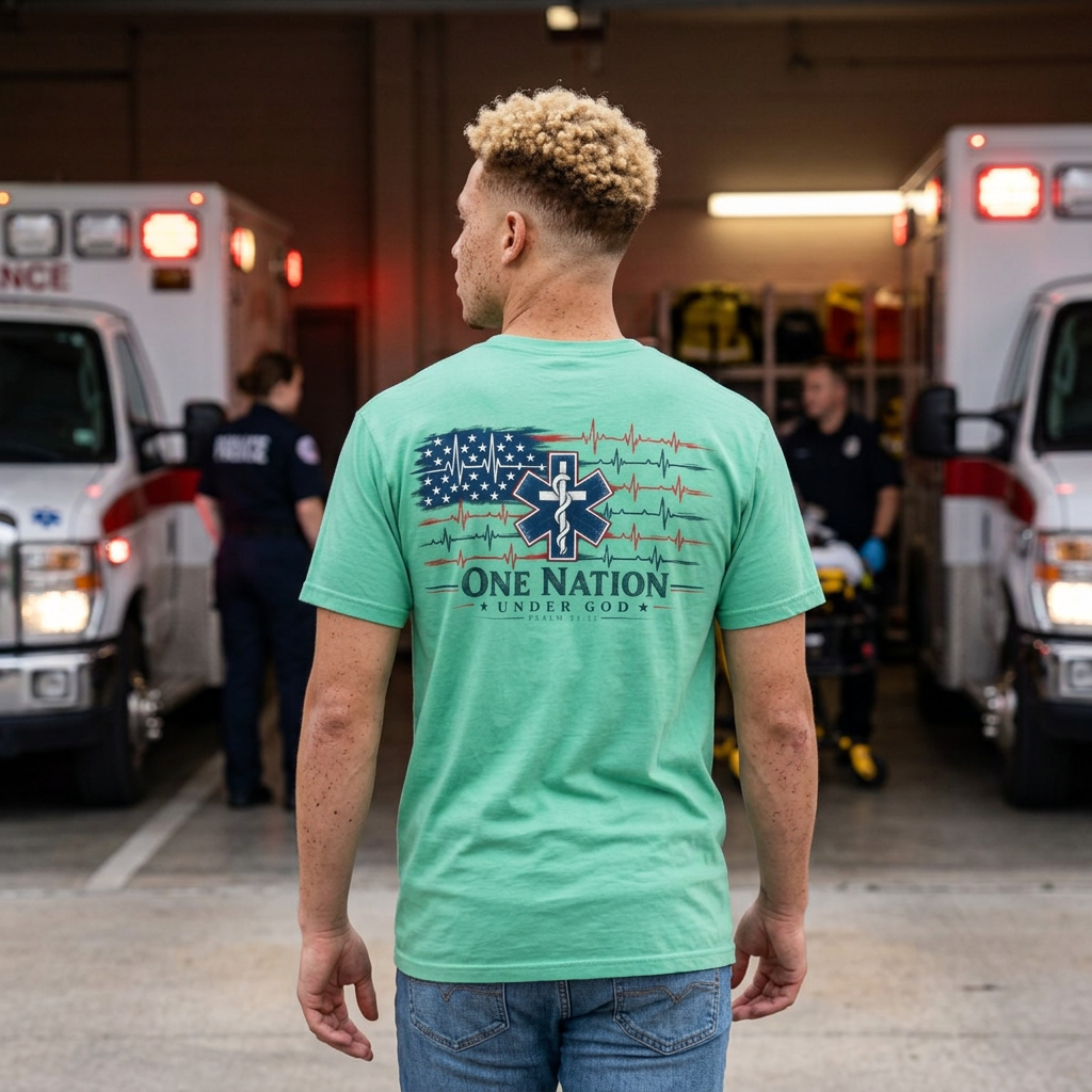 One Nation Under God Christian EMS Shirt, Psalm 33:12