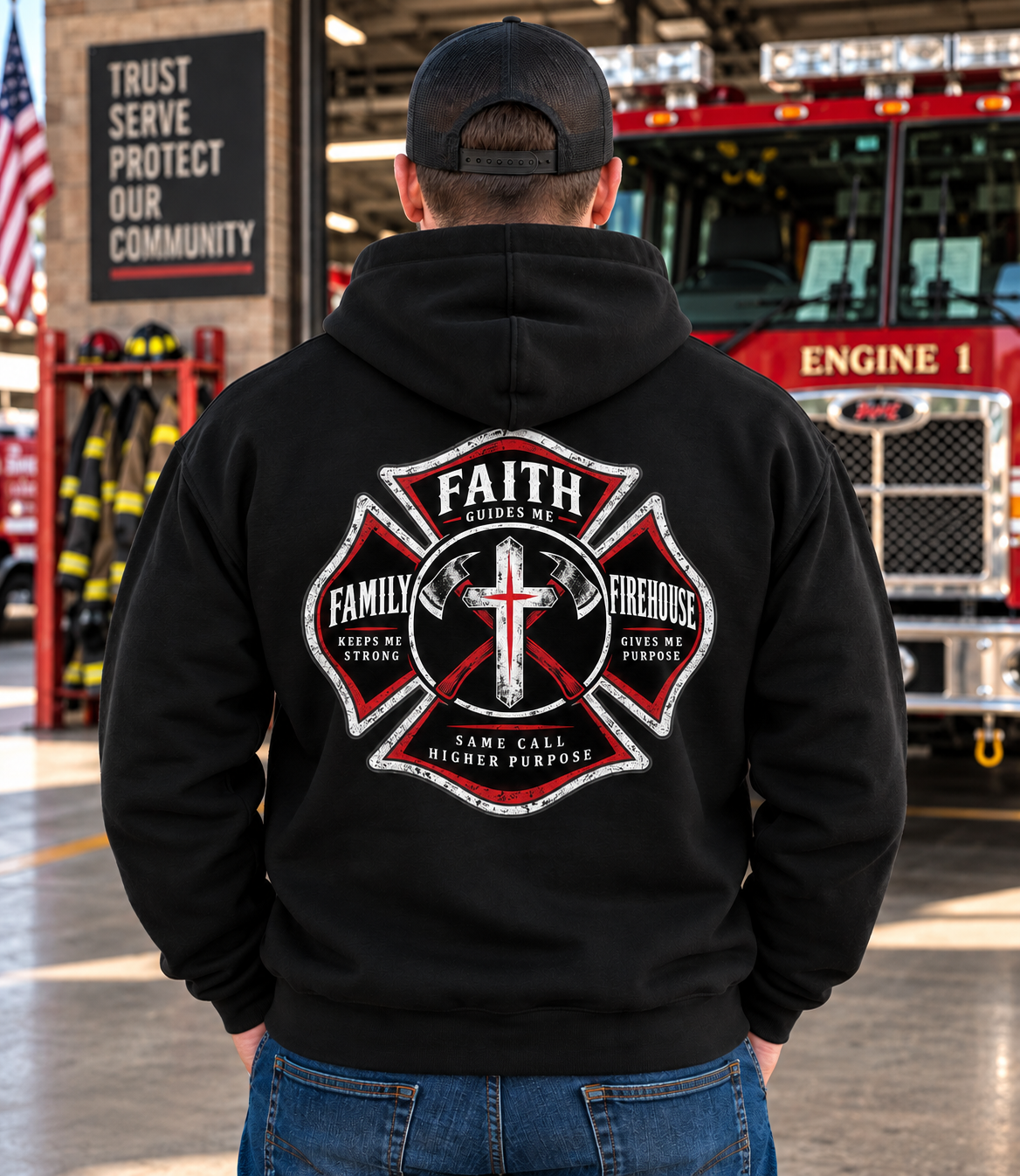 Faith Family Firehouse Christian Hoodie Sweatshirt
