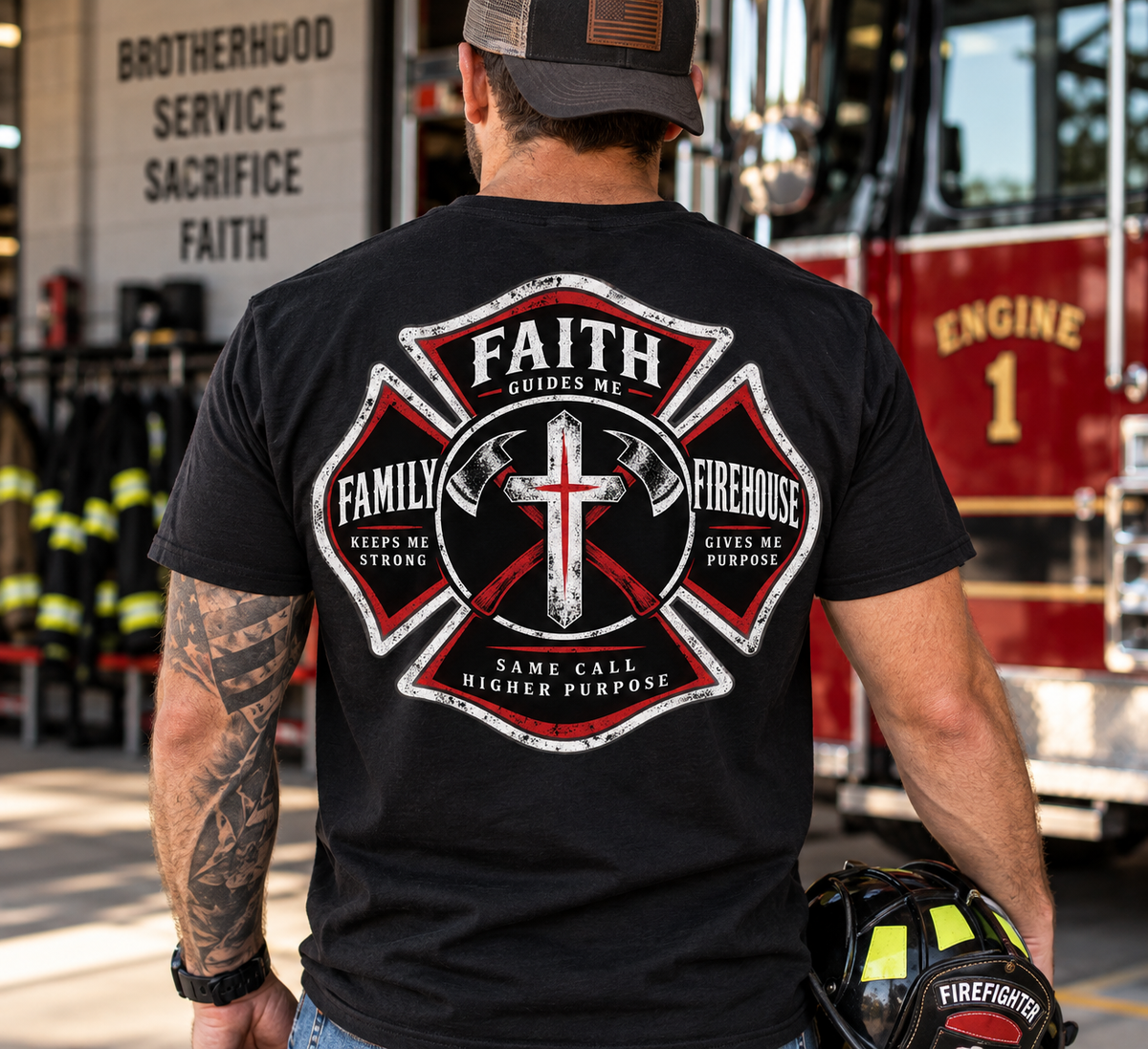 Faith Family Firehouse Christian Firefighter Shirt