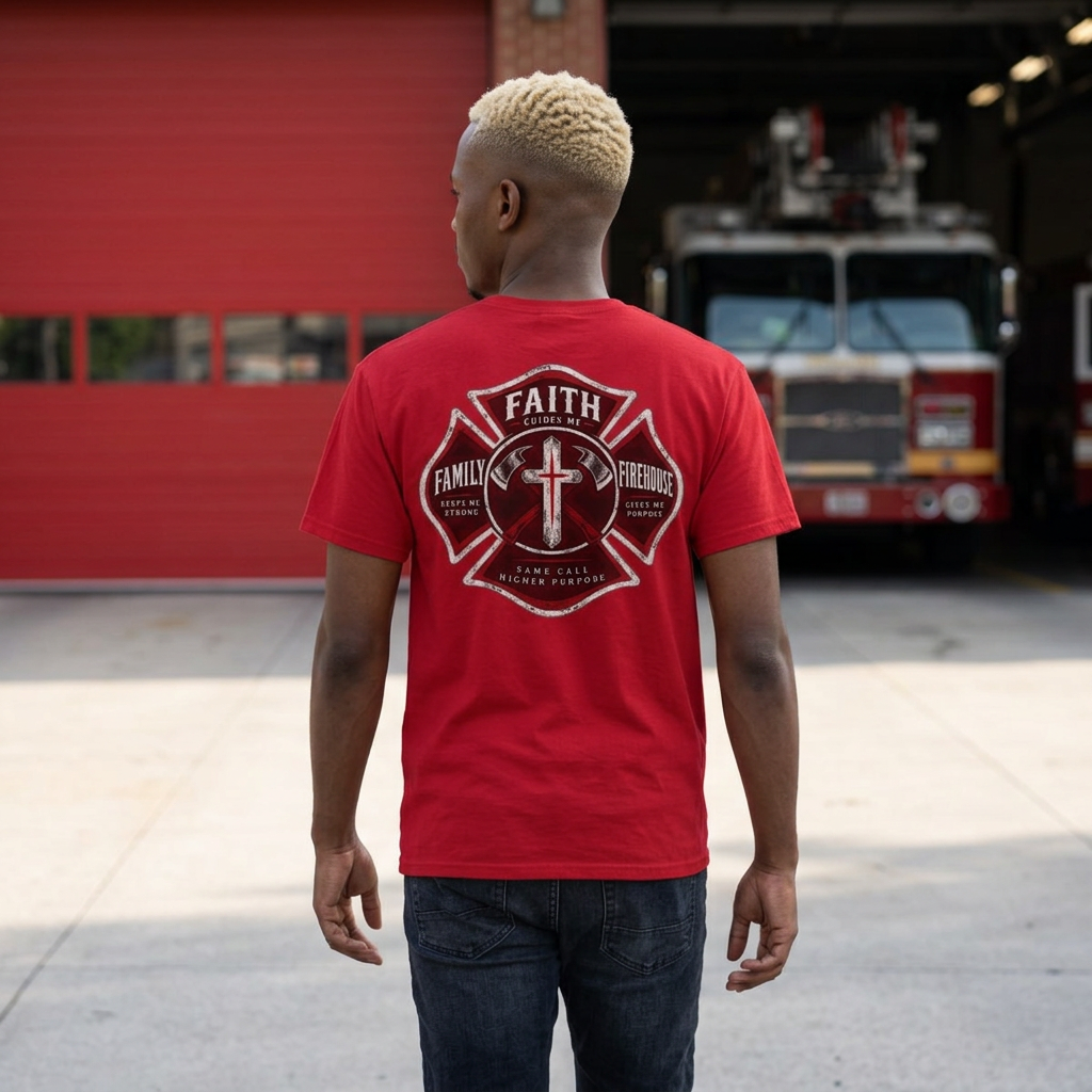 Faith Family Firehouse Christian Firefighter Shirt
