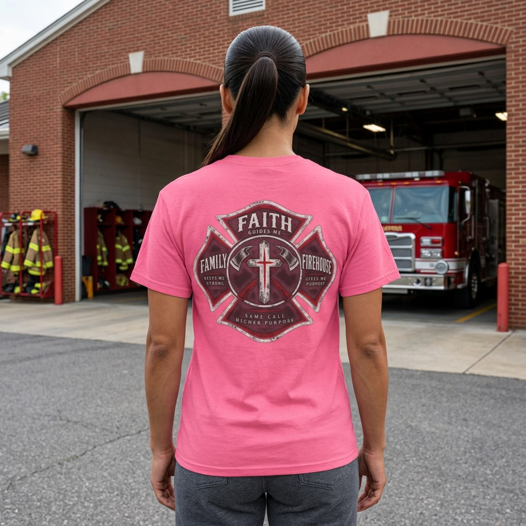 Faith Family Firehouse Christian Firefighter Shirt