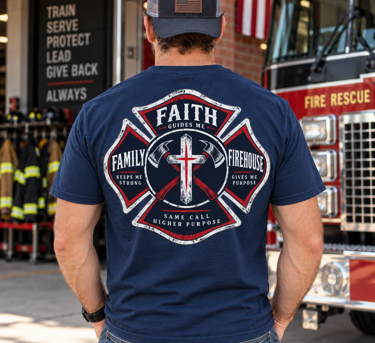 Faith Family Firehouse Christian Firefighter Shirt