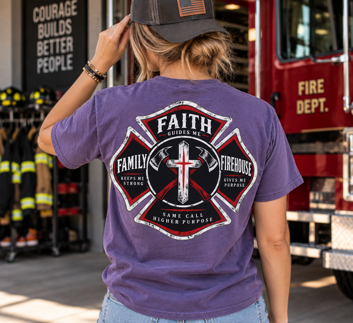 Faith Family Firehouse Christian Firefighter Shirt
