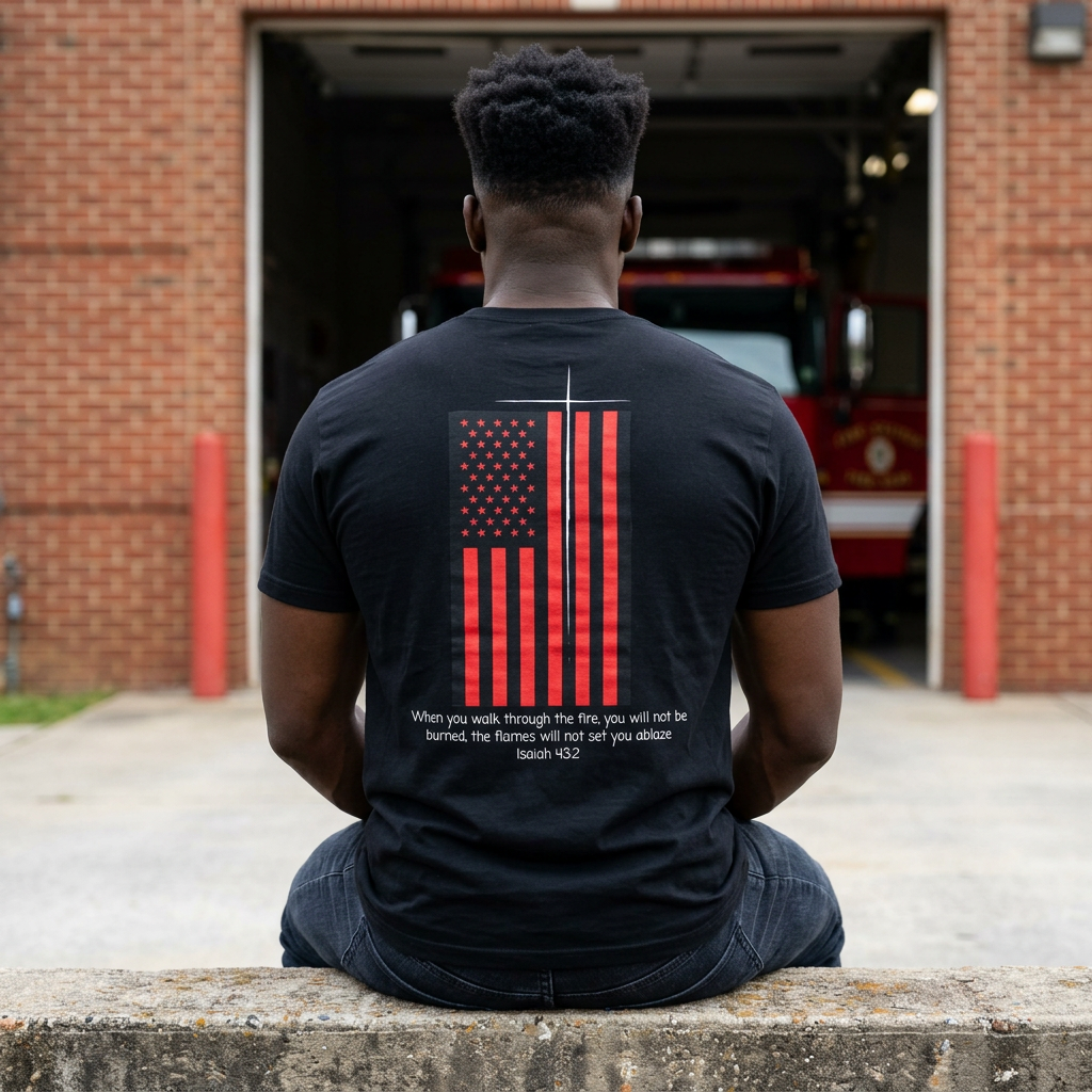 When You Walk Through the Fire Shirt, Isaiah 43:2 Christian Firefighter Tee