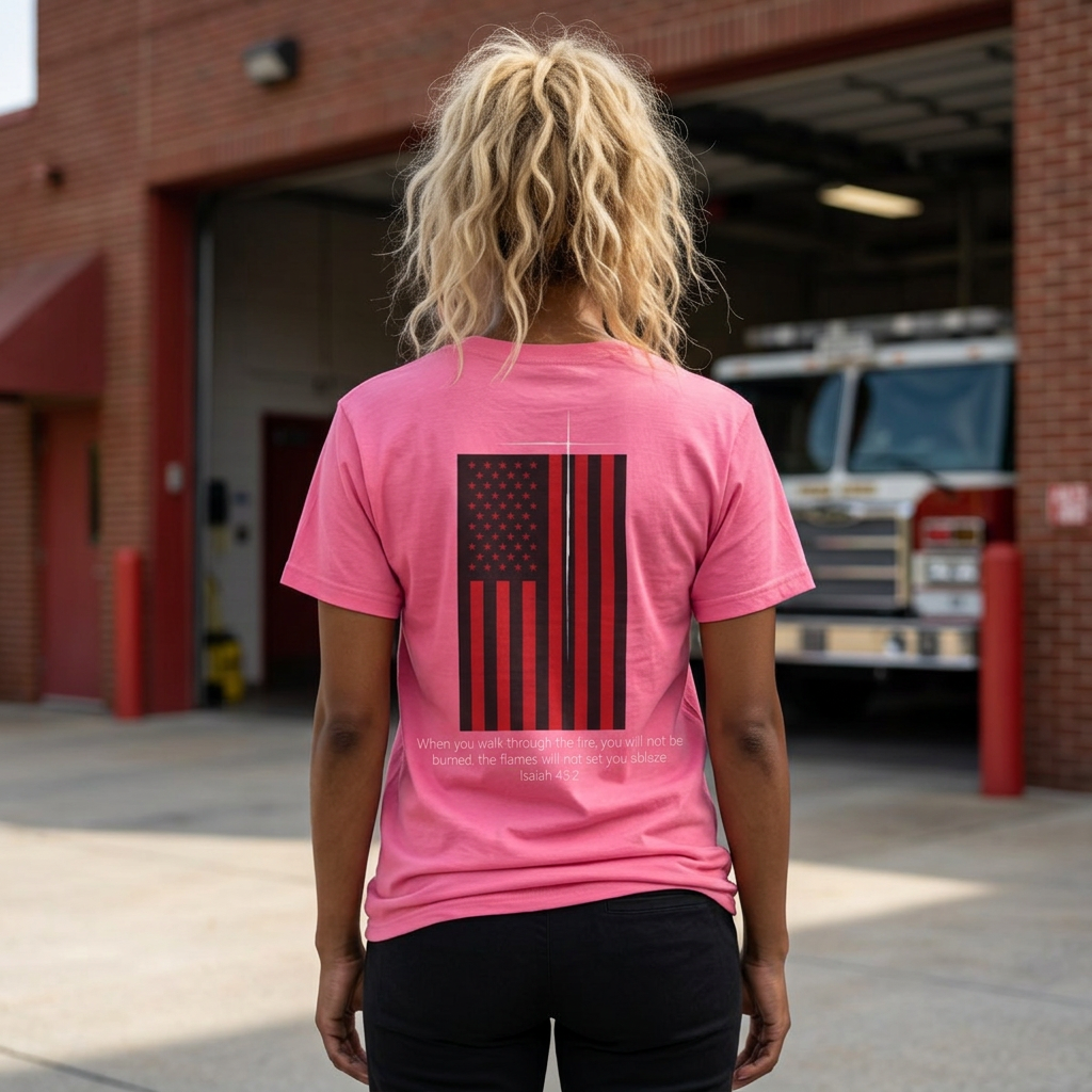 When You Walk Through the Fire Shirt, Isaiah 43:2 Christian Firefighter Tee
