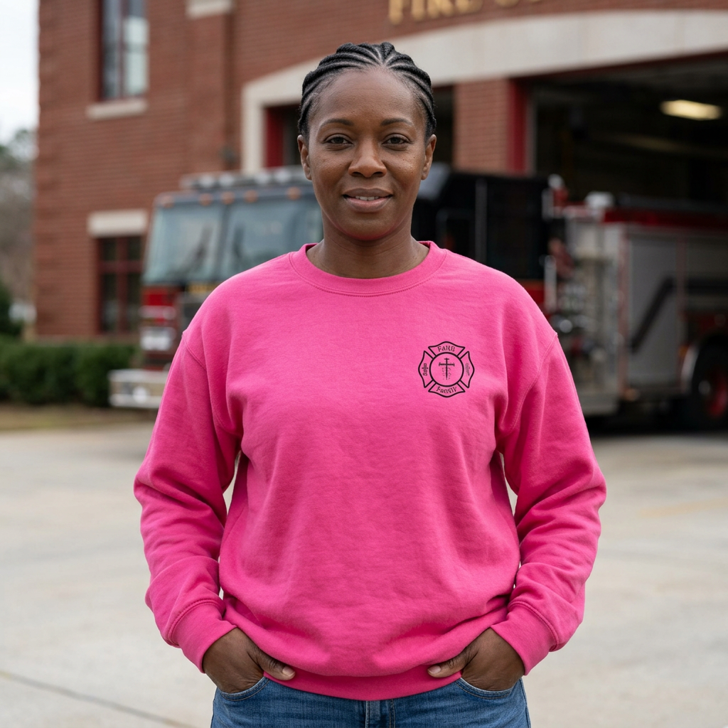 When You Walk Through The Fire, Christian Firefighter Sweatshirt, Thin Red Line Crewneck