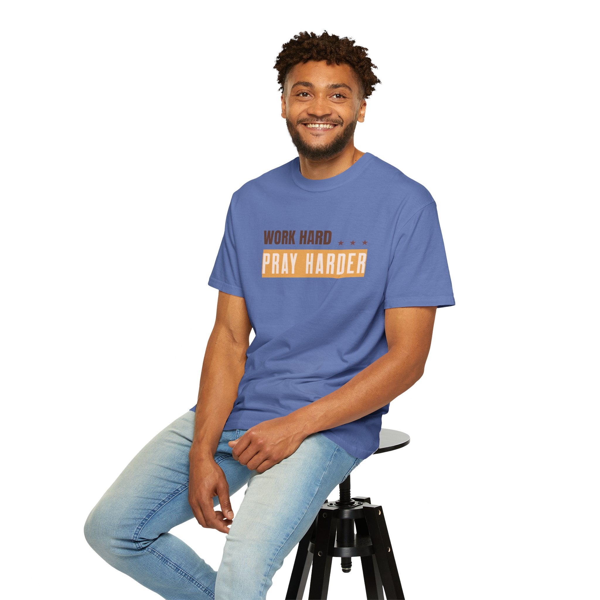 Work Hard Pray Harder Shirt, Christian Motivational T-Shirt, Faith Based Graphic Tee, Inspirational Religious Gift for Him or Her, Comfort Colors 1717