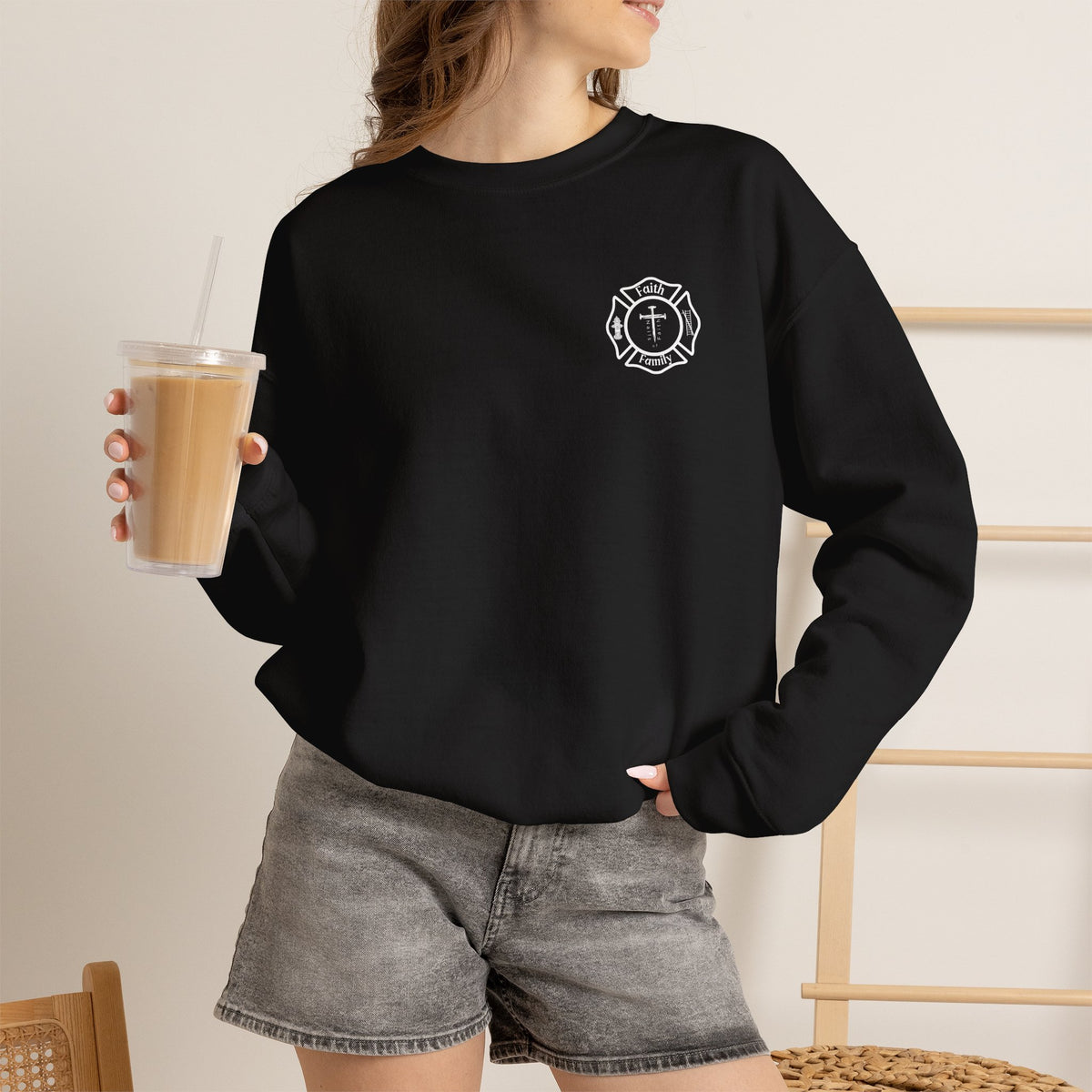 When You Walk Through The Fire, Christian Firefighter Sweatshirt, Thin Red Line Crewneck