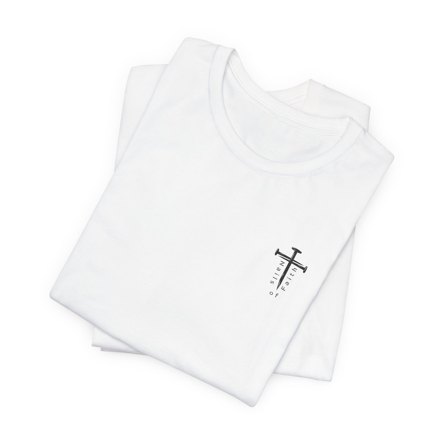 Faith Weights and Protein Shakes T-Shirt – Christian Gym Tee | Bella Canvas 3001 | Nails of Faith