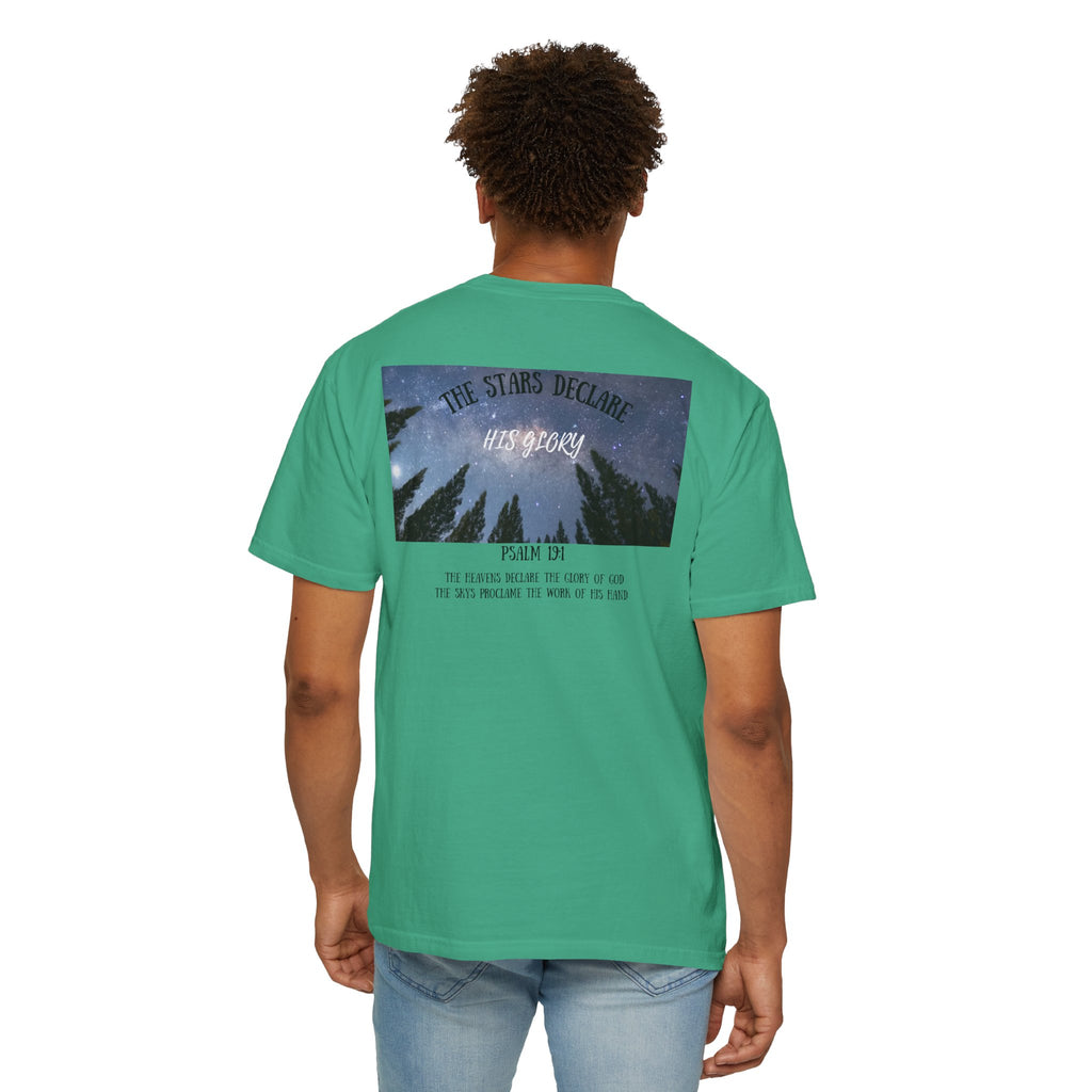 Comfort Colors 1717 The Stars Declare His Glory Shirt, Psalm 19:1 Christian T-Shirt, Bible Verse Nature Tee, Faith Based Graphic Shirt, Christian Gift
