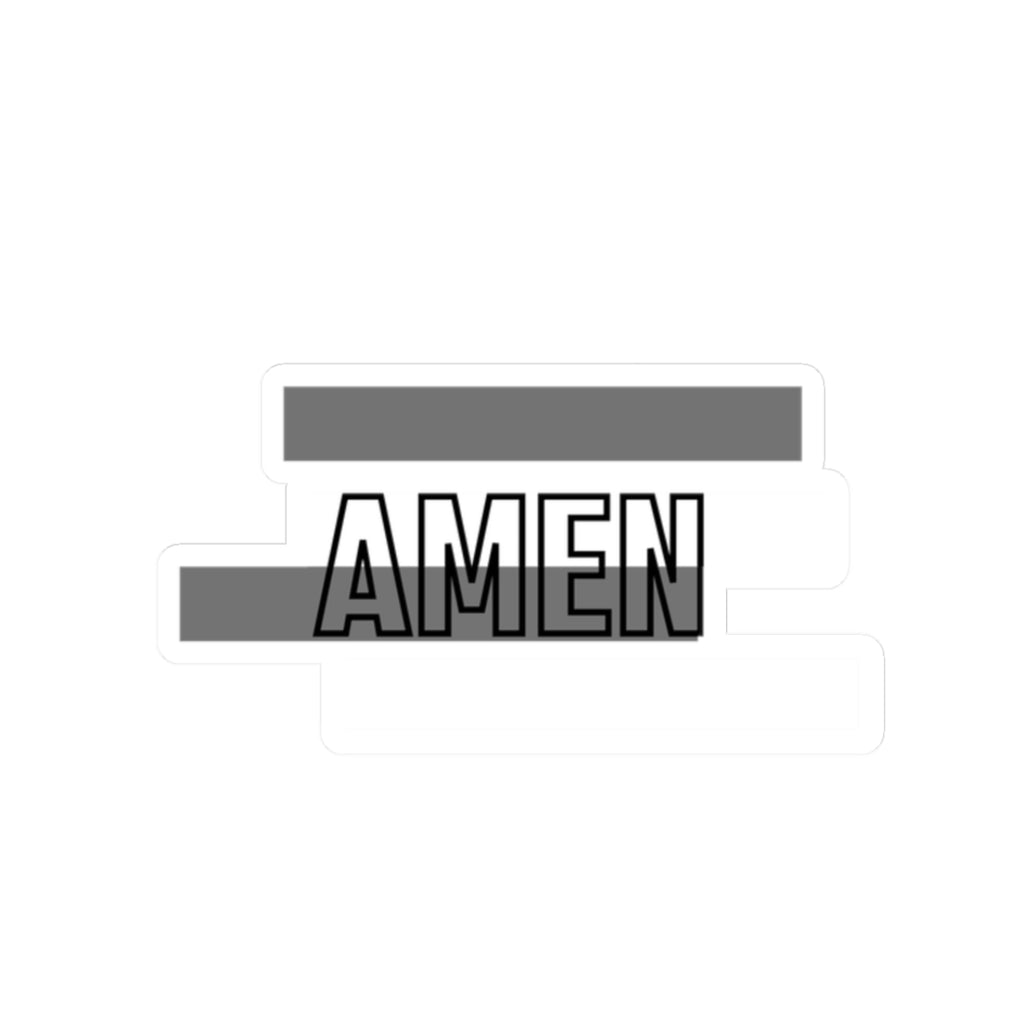 AMEN Kiss-Cut Sticker — Minimalist Black & White Faith Decal for Laptops, Water Bottles, and Journals