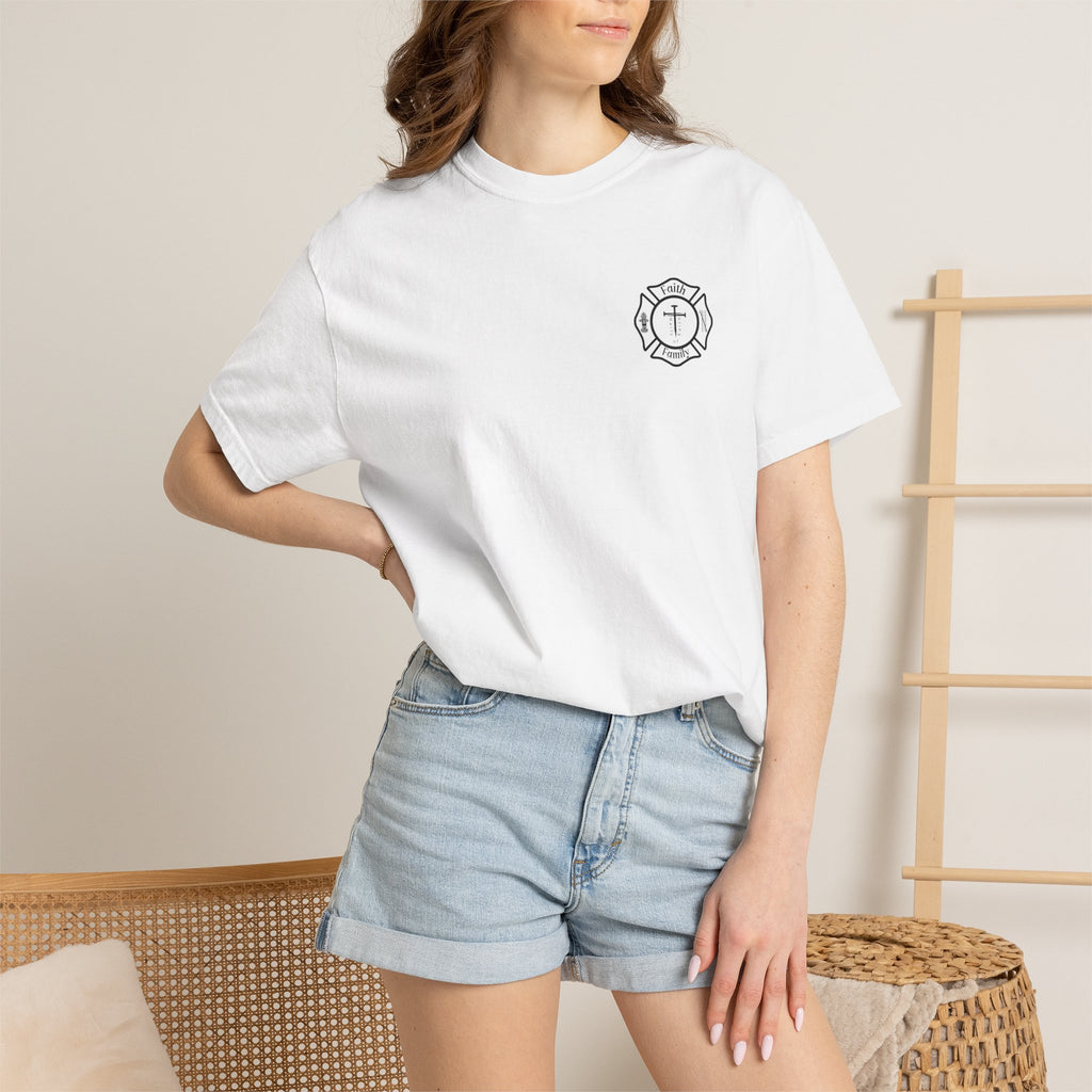 Built for Battle – Ephesians 6:11 | Christian Firefighter Comfort Colors 1717 T-Shirt