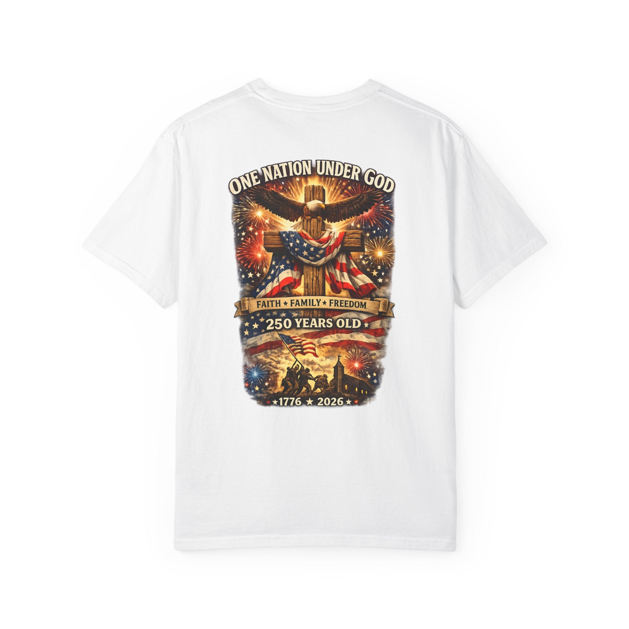 One Nation Under God Shirt | Comfort Colors 1717 Patriotic Christian Tee | 250 Years Old America Shirt | Faith Family Freedom